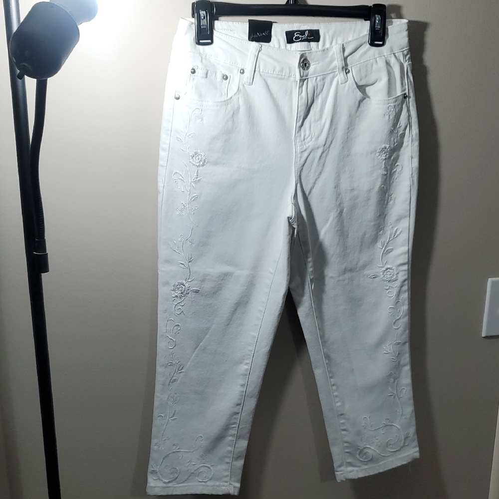 Earl Jeans White Floral Men's Straight Jeans
